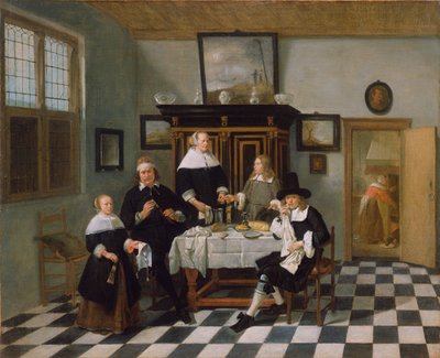 Familiengruppe am Esstisch, ca. 1658-60 von Quiringh Van Brekelenkam